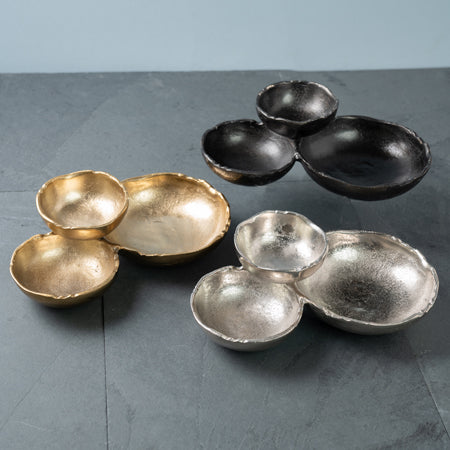 Textured 3 Bowl Dish - Gold & Silver