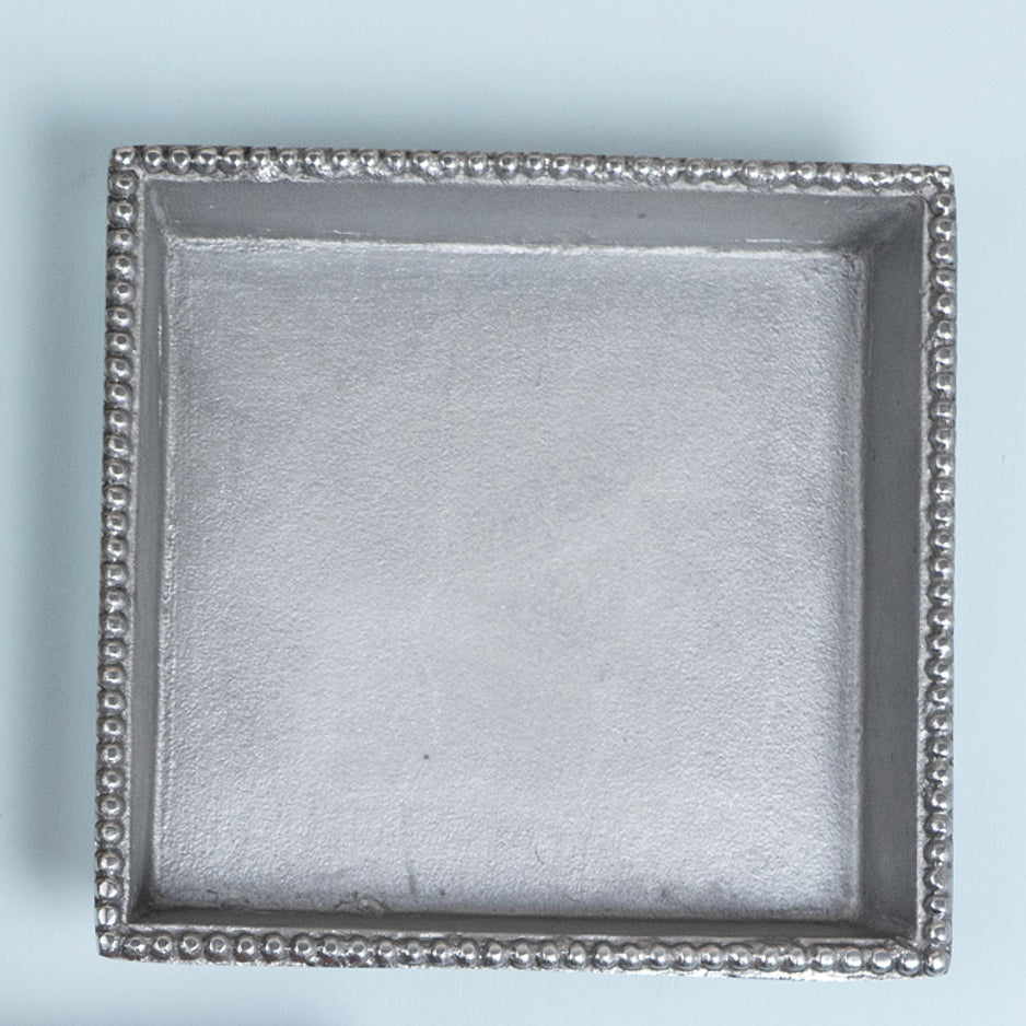 Silver Sand Cast Aluminum Beaded Holder Box