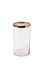 Load image into Gallery viewer, Small Glass &amp; Brass Flower Cylinder
