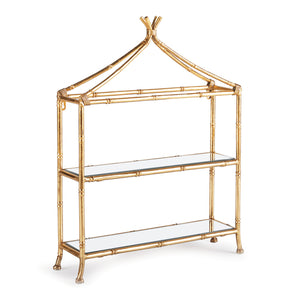 Gold Mirrored Curio Shelf - Two Tiered