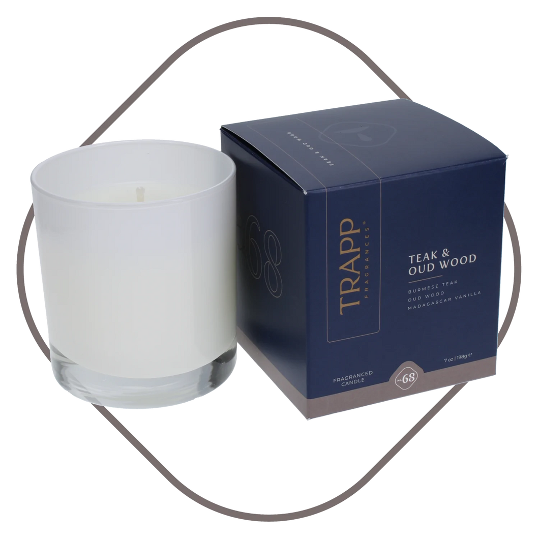 Trapp Fragarances No, 68 Teak & Oud Wood Candle in Signature Box - 7 oz