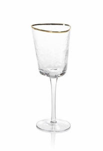 Aperitivo Triangular Wine Glass - Clear with Gold RIm