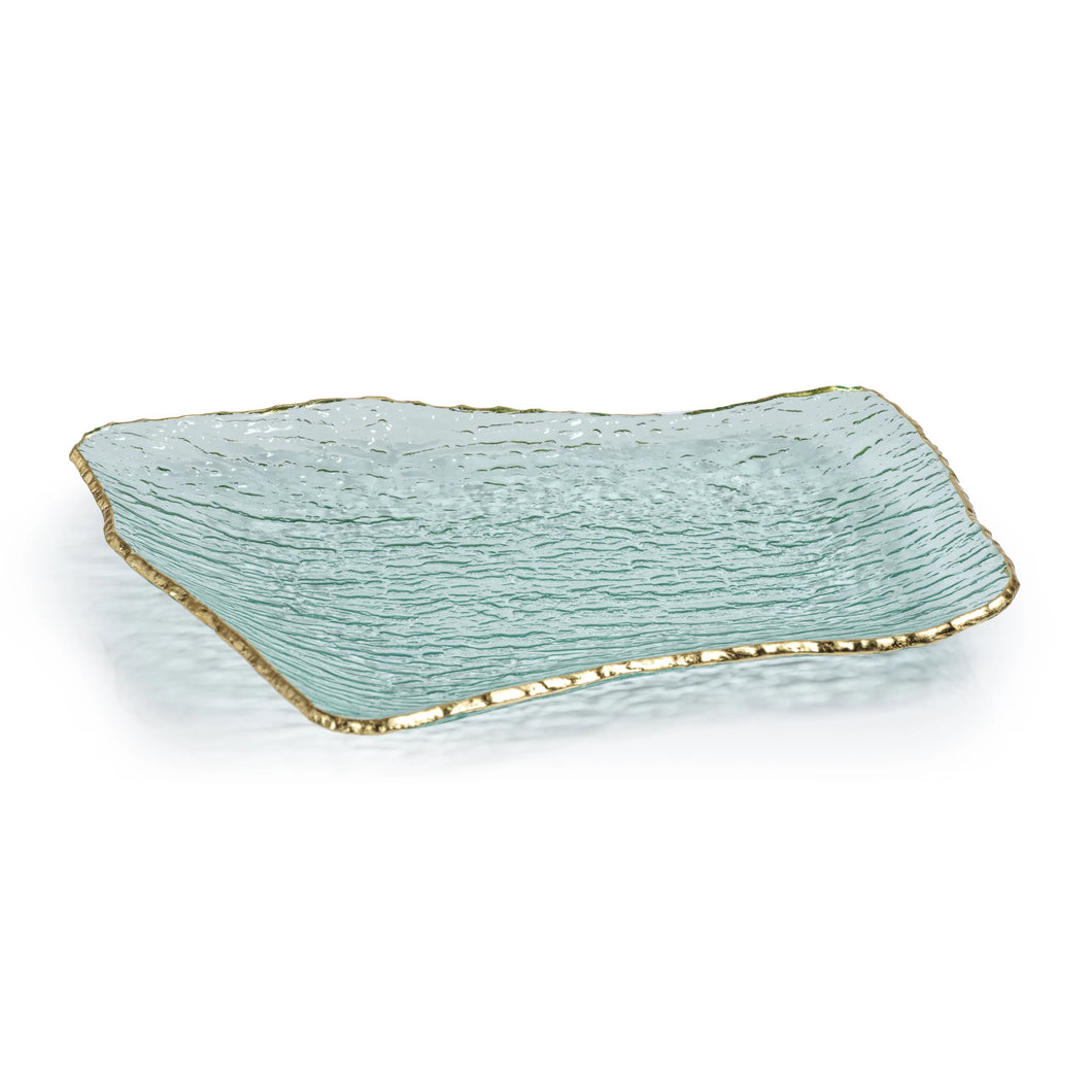 Textured Gold Rimmed Glass Tray