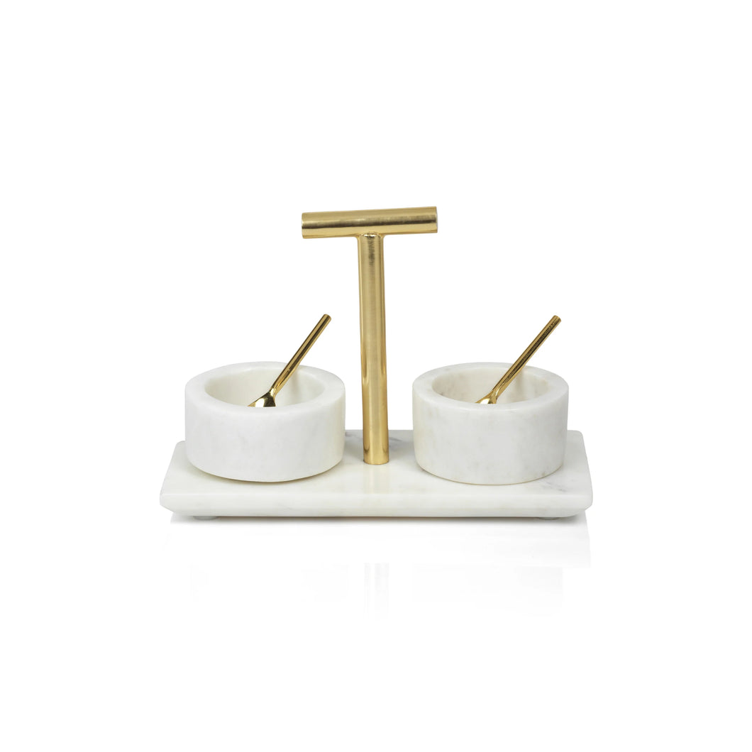 Ellie Marble Condiment Bowls with Spoons
