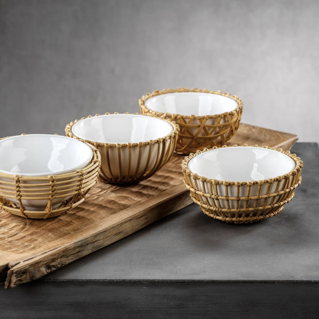 Wicker & Bamboo Condiment Bowls - Assorted