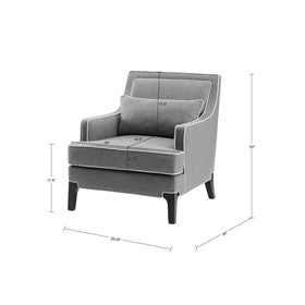 Grey Arm Chair w/ Ivory Welting