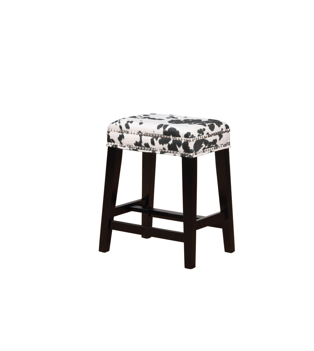 Bold Black Cow Print Upholstered Counter Stool