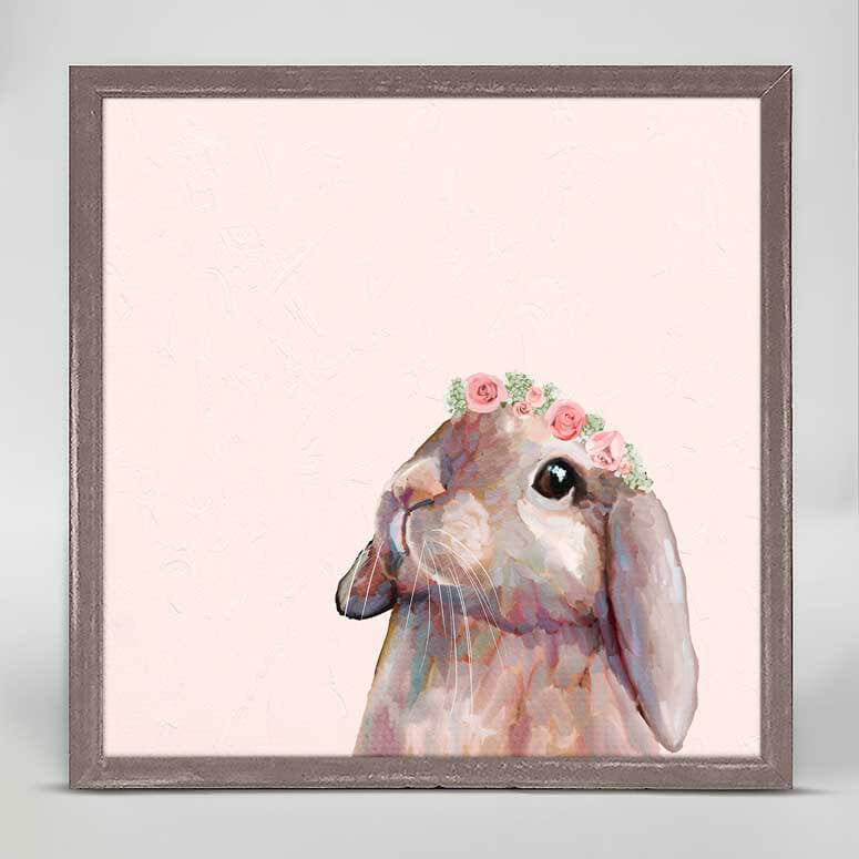 Bunny with Flower Crown Mini Framed Canvas