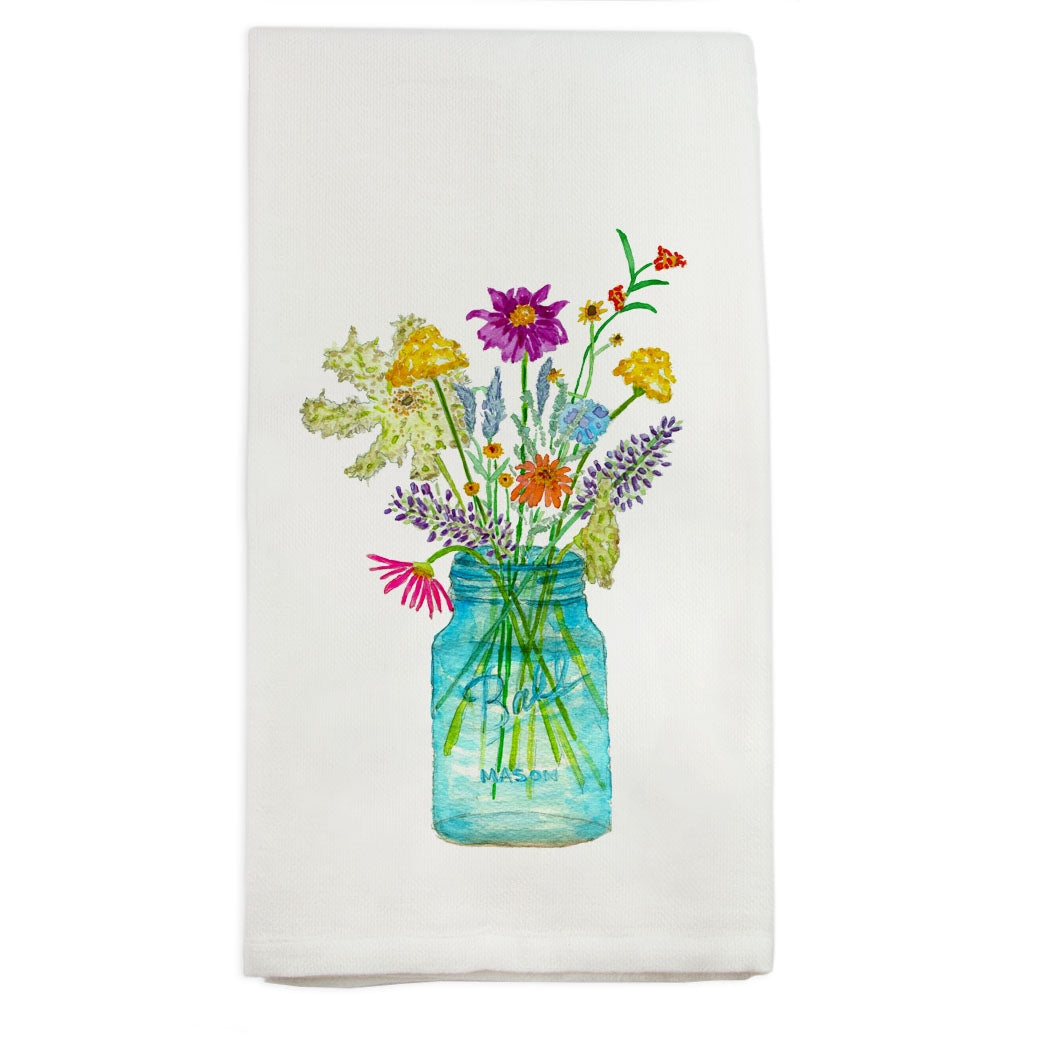 Wildflowers in a Mason Jar Tea Towel