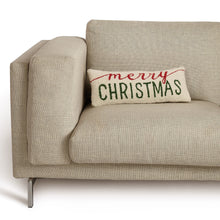 Load image into Gallery viewer, Merry Christmas Hooked Oblong Accent Pillow - 20 x 8
