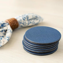 Load image into Gallery viewer, Caspari Classic Canvas Felt-Backed Coasters in Navy - 8 Per Box
