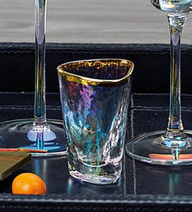 AperitvoTriangular Shot Glass - Clear w/ Gold Rim