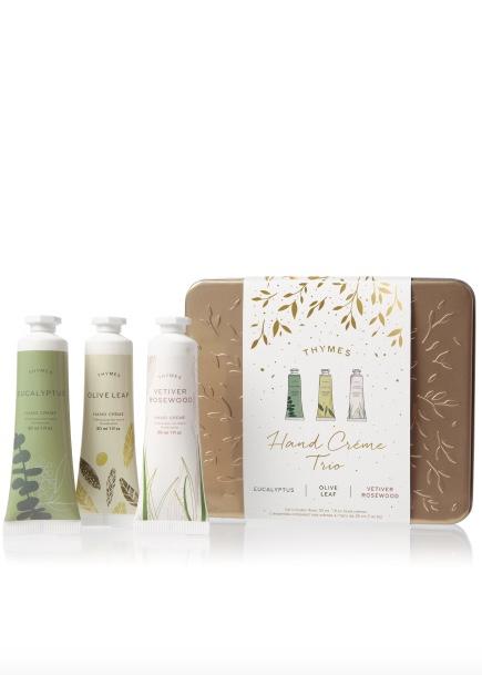 Thymes Eucalyptus, Olive Leaf and Vetivier Rosewood Hand Cream Trio