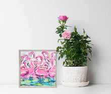 Load image into Gallery viewer, Flamingos in a Flock Mini Canvas - 6 x 6
