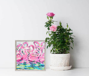 Flamingos in a Flock Mini Canvas - 6 x 6