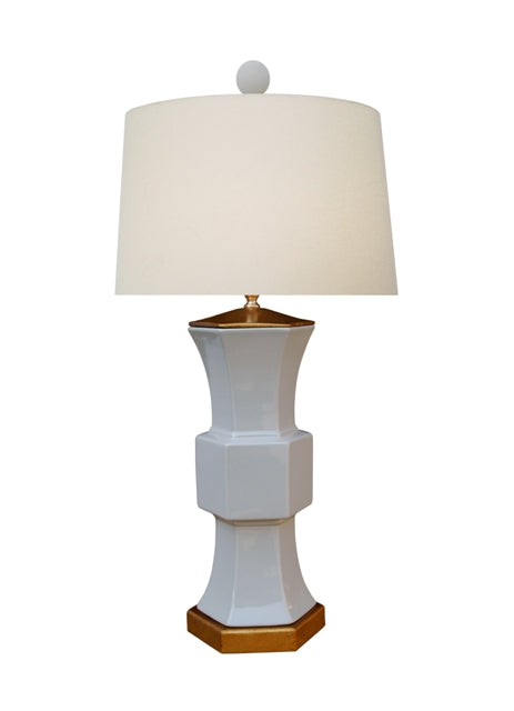 Grey Hex vase table lamp
