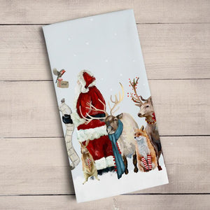 Holiday Christmas Santa with List Tea Towel