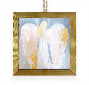 Graceful Blonde Angel Embellished Framed Wooden Ornament