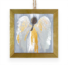 Load image into Gallery viewer, Graceful Brunette Angel Embellished Wooden Framed Ornament
