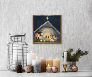 Holiday Nativity Manger Framed Canvas