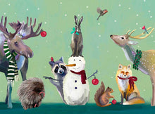 Load image into Gallery viewer, Holiday Snowman &amp; Wonderous Animals Vinyl Placemat
