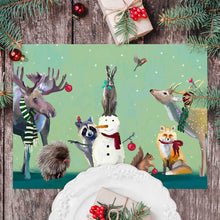 Load image into Gallery viewer, Holiday Snowman &amp; Wonderous Animals Vinyl Placemat
