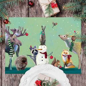 Holiday Snowman & Wonderous Animals Vinyl Placemat
