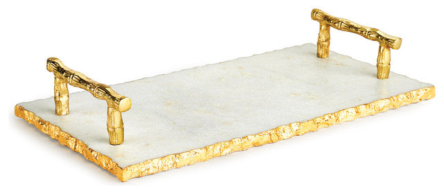 Marble Tray w/ Gold Handles