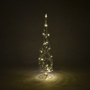 LED Glass Tree w/ Silver Beads
