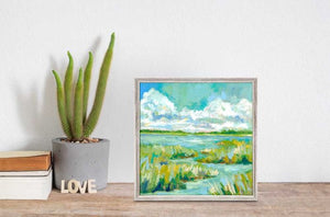 Marsh Blues Mini Framed Canvas - 6 x 6