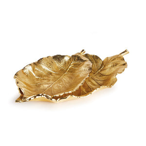 Decorative Gold Natural Leaf Detailed Trays
