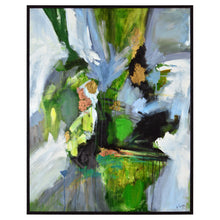 Load image into Gallery viewer, Green Abstract Canvas with Gold Leaf Accents
