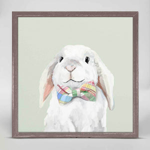Pastel Plaid Bow-Tie Bunny Mini Framed Canvas