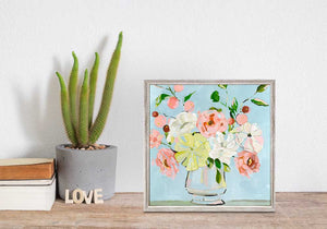 Peachy Keen Floral Mini Framed Canvas