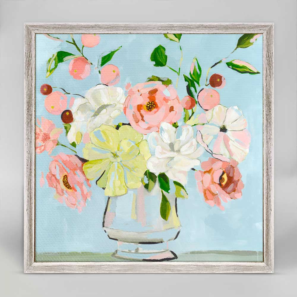 Peachy Keen Floral Mini Framed Canvas