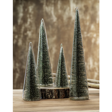 Load image into Gallery viewer, Clear Glass Decorative Tree w/ Green Glitter
