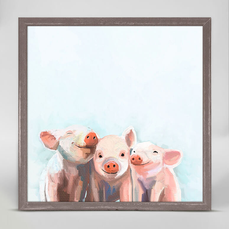 Three Little Piggies Mini Framed Canvas