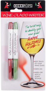 Corkpops Wine Glass Pens - Red/Green