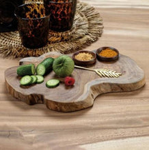 Load image into Gallery viewer, Teak Root Serving Board w/ Condiment Bowls
